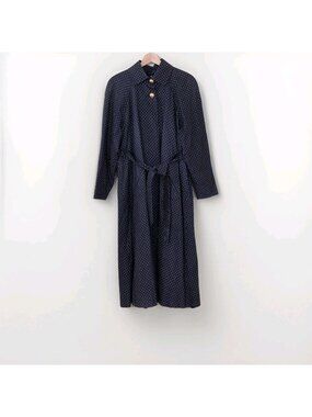 Aquascutum Vtg Aqua 5 Trench Coat 6 Black White Polka Dot Button Canada Oversize